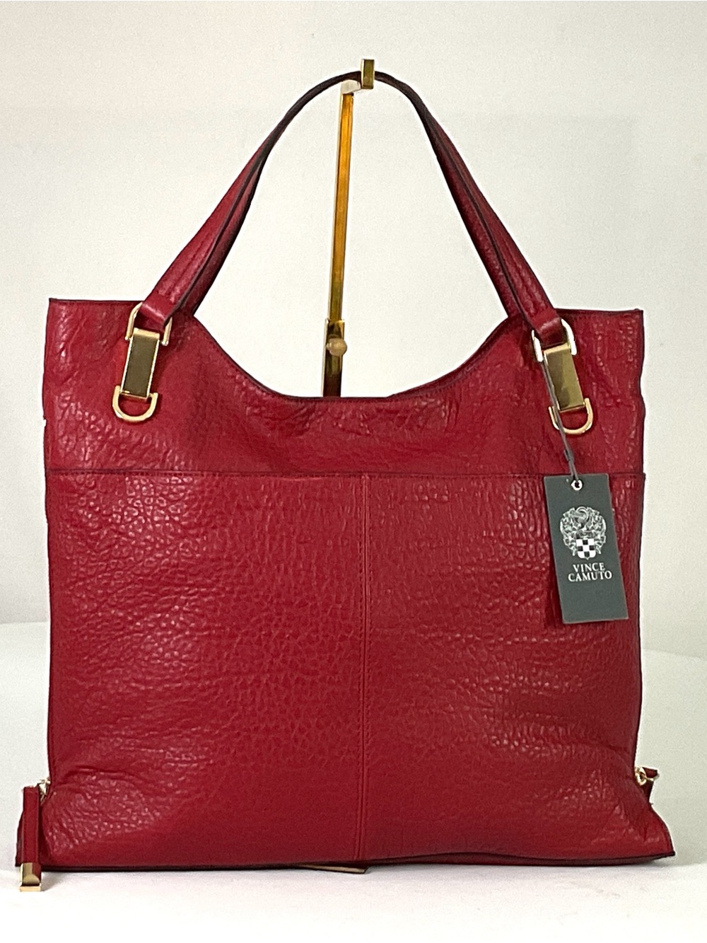 NWT-Vince Camuto-Pepperberry red, textured ,soft lamb leather tote